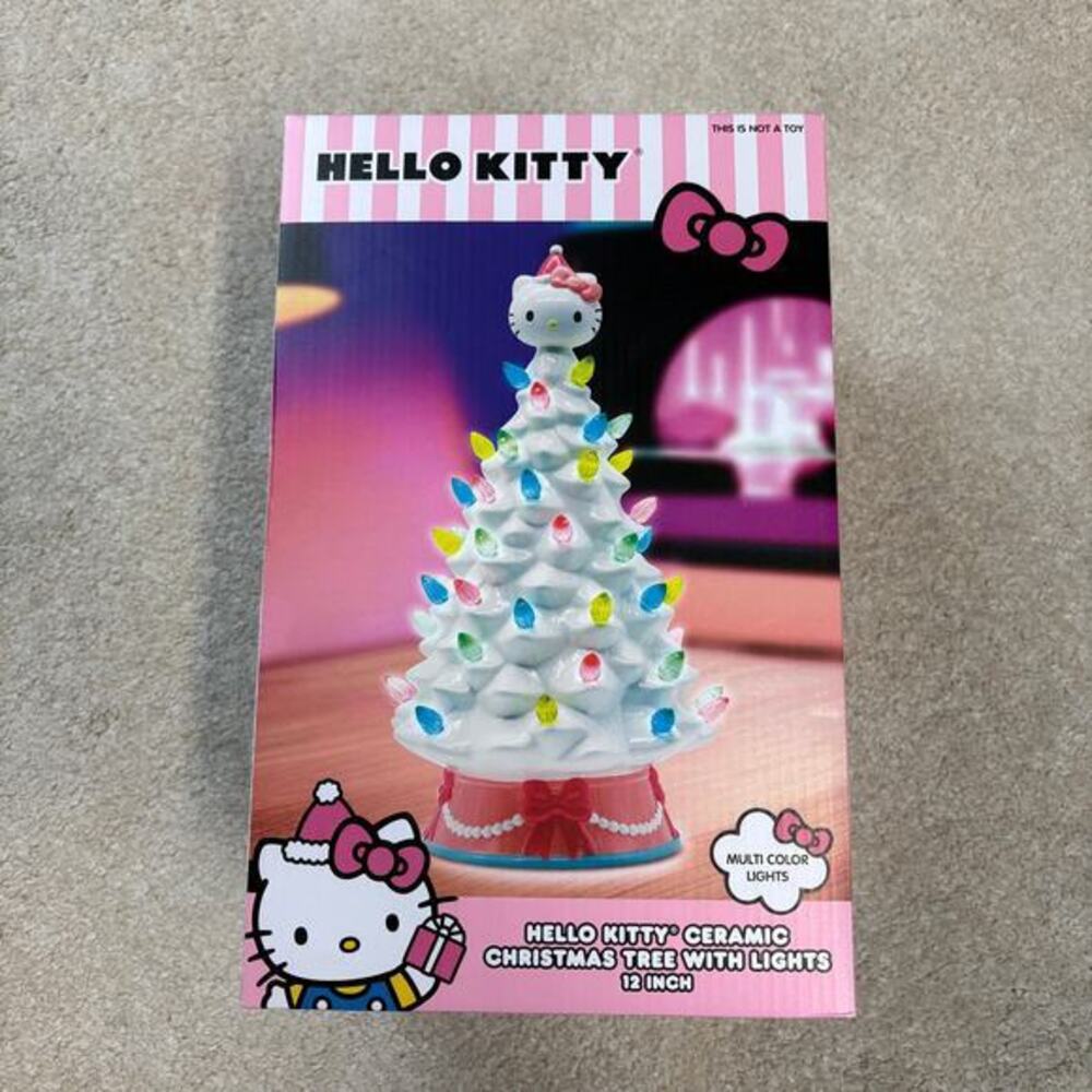 NIB Sanrio Hello Kitty Colorful 12" Ceramic Christmas Tree with Lights
